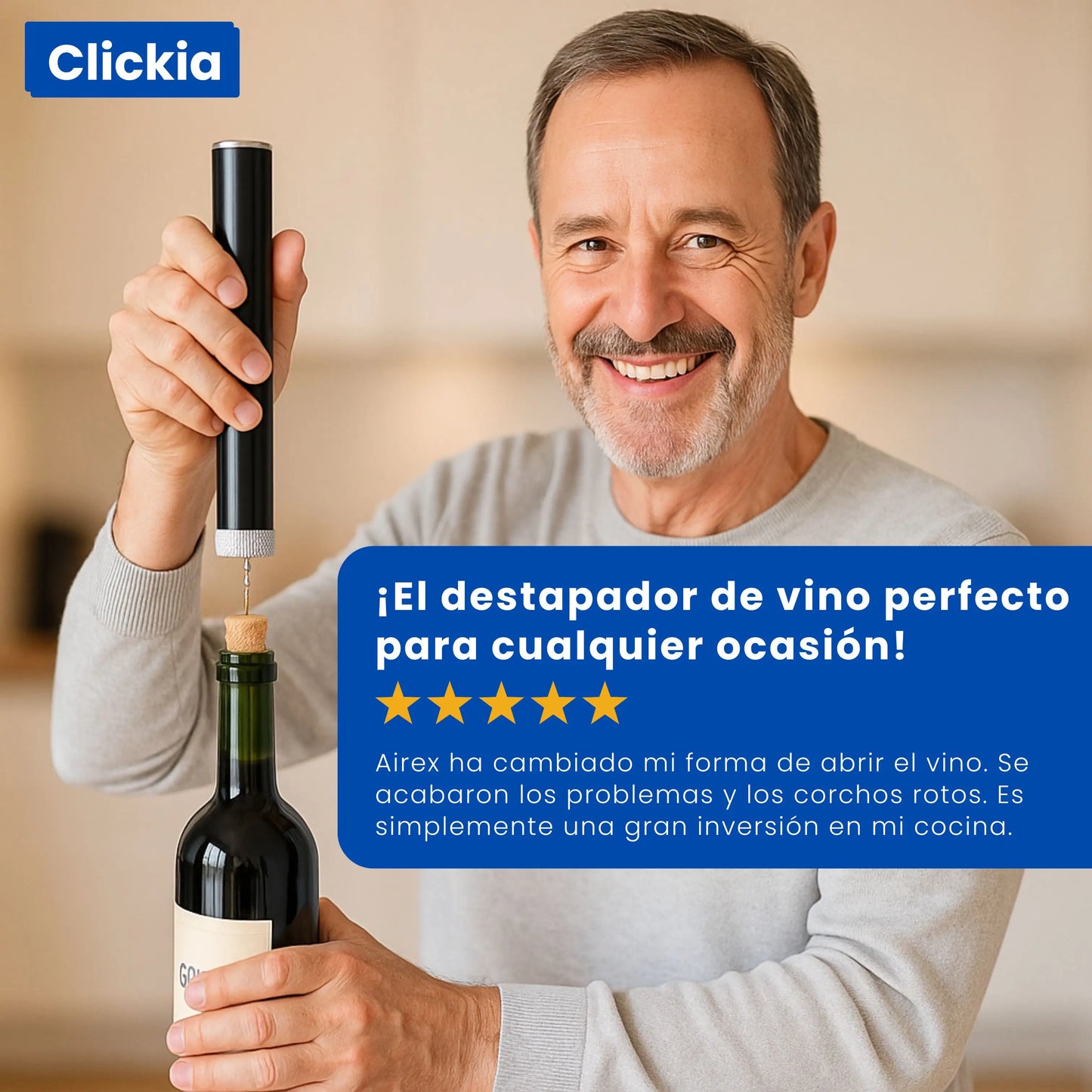 Airex: Sacacorchos portátil por presión de aire.